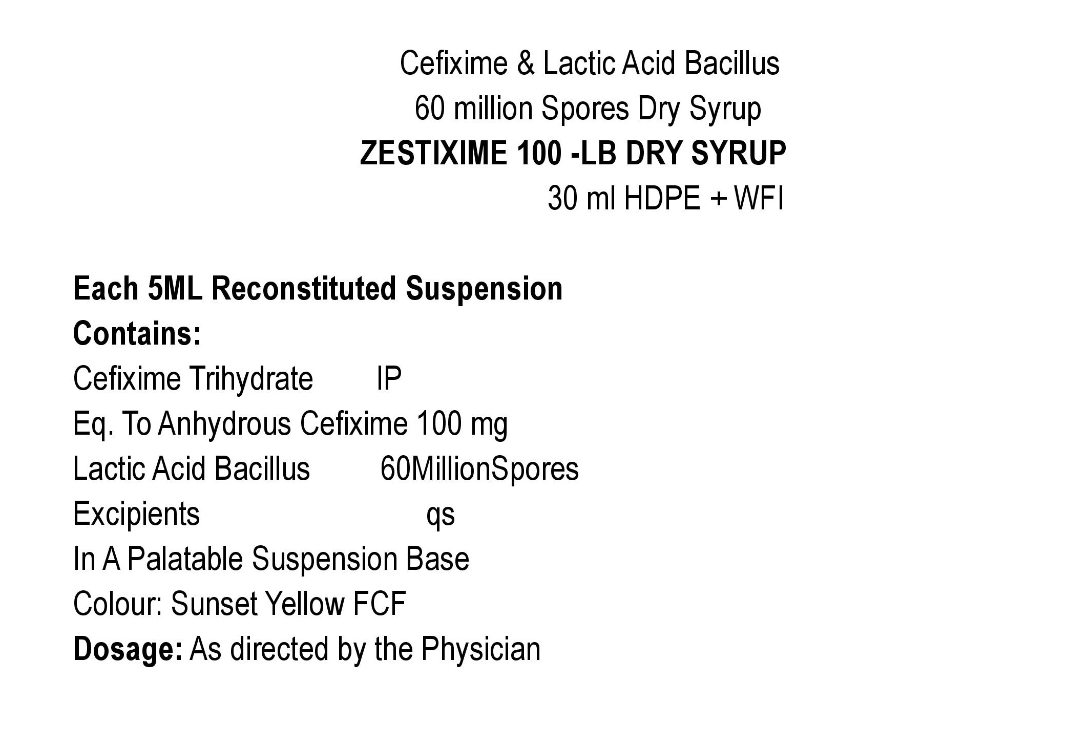 ZESTIXIME 100 - LB SYRUP